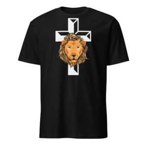 Birthday gift christian shirts for man with cross and lion Short-Sleeve Unisex T-Shirt