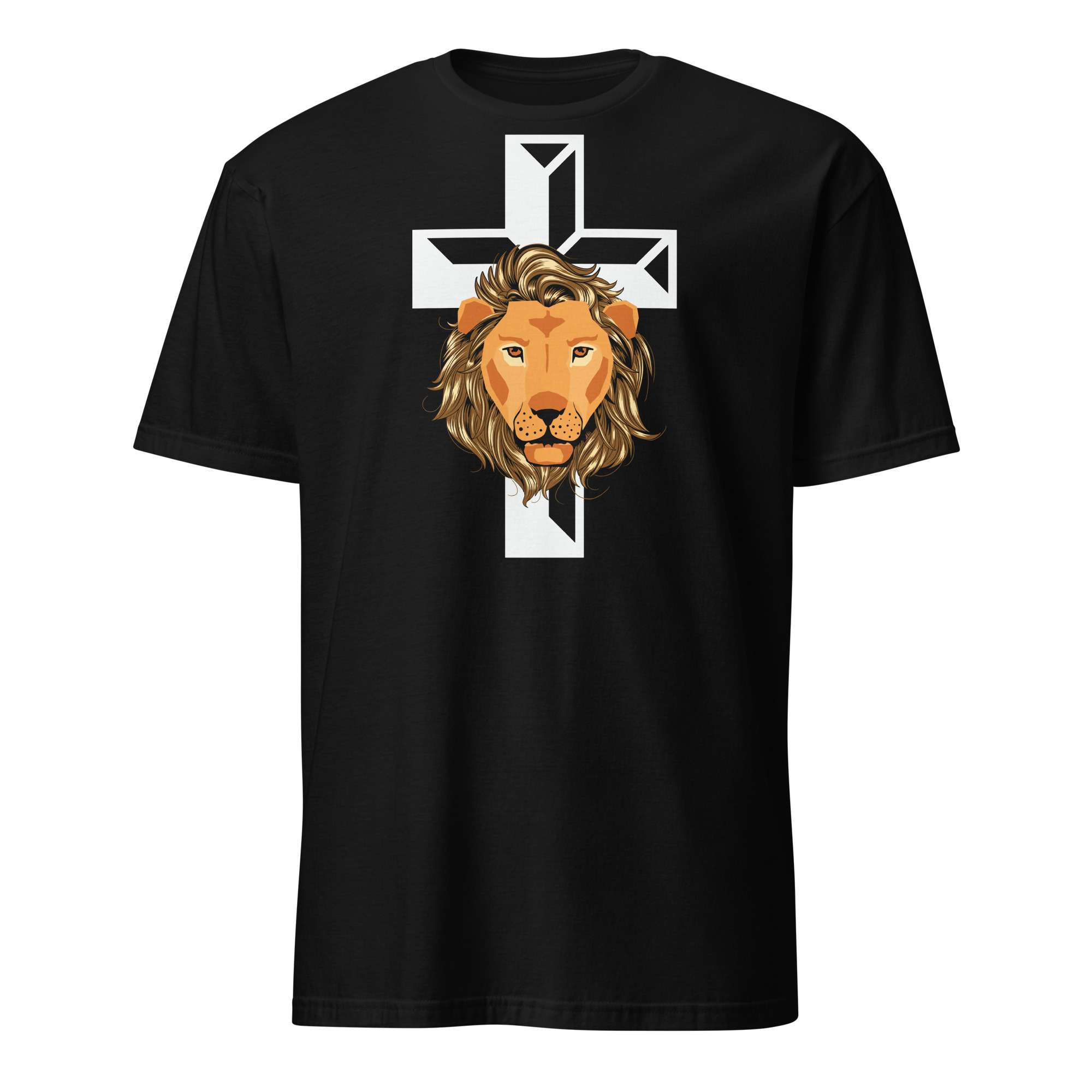 Birthday gift christian shirts for man with cross and lion Short-Sleeve Unisex T-Shirt