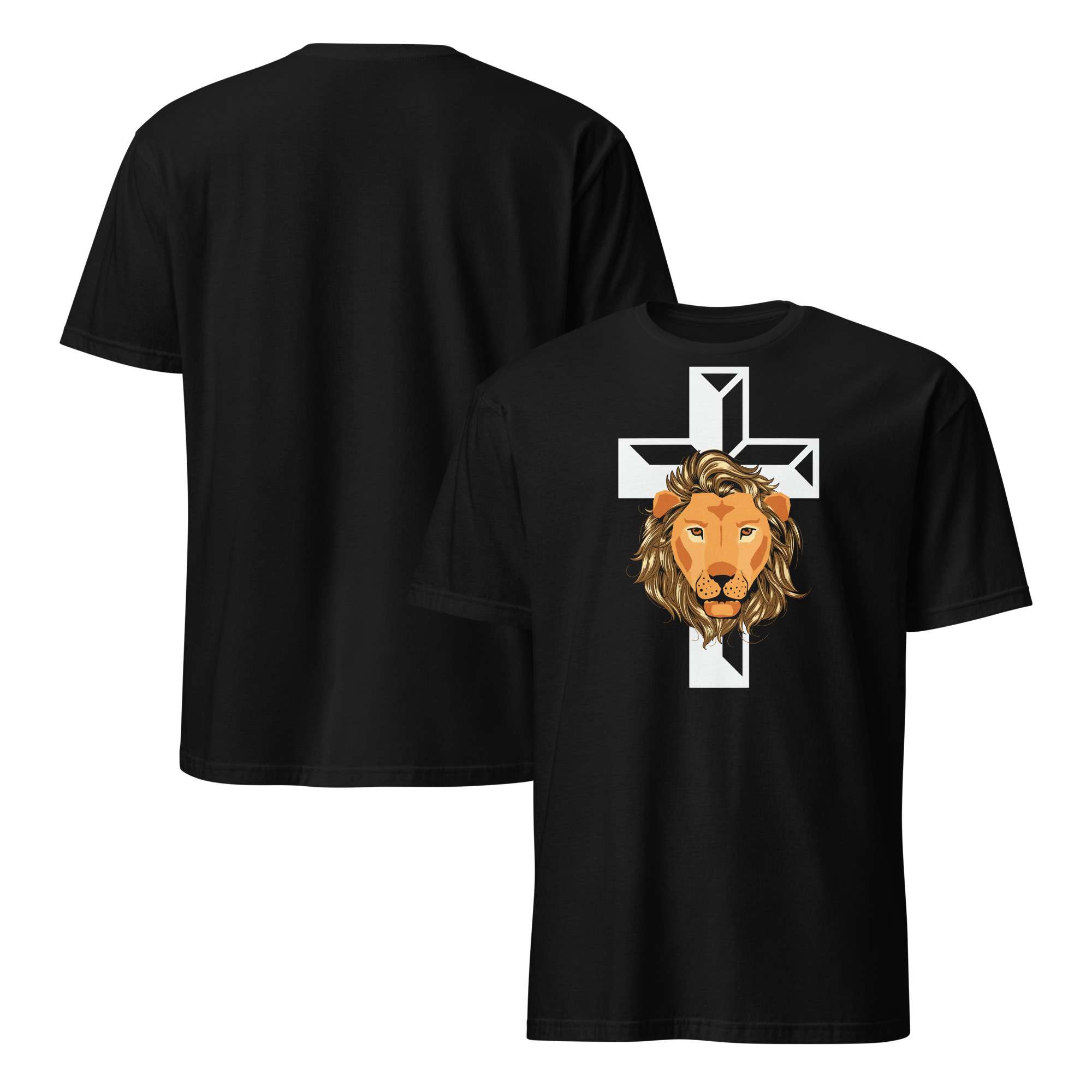 Birthday gift christian shirts for man with cross and lion Short-Sleeve Unisex T-Shirt - Image 2