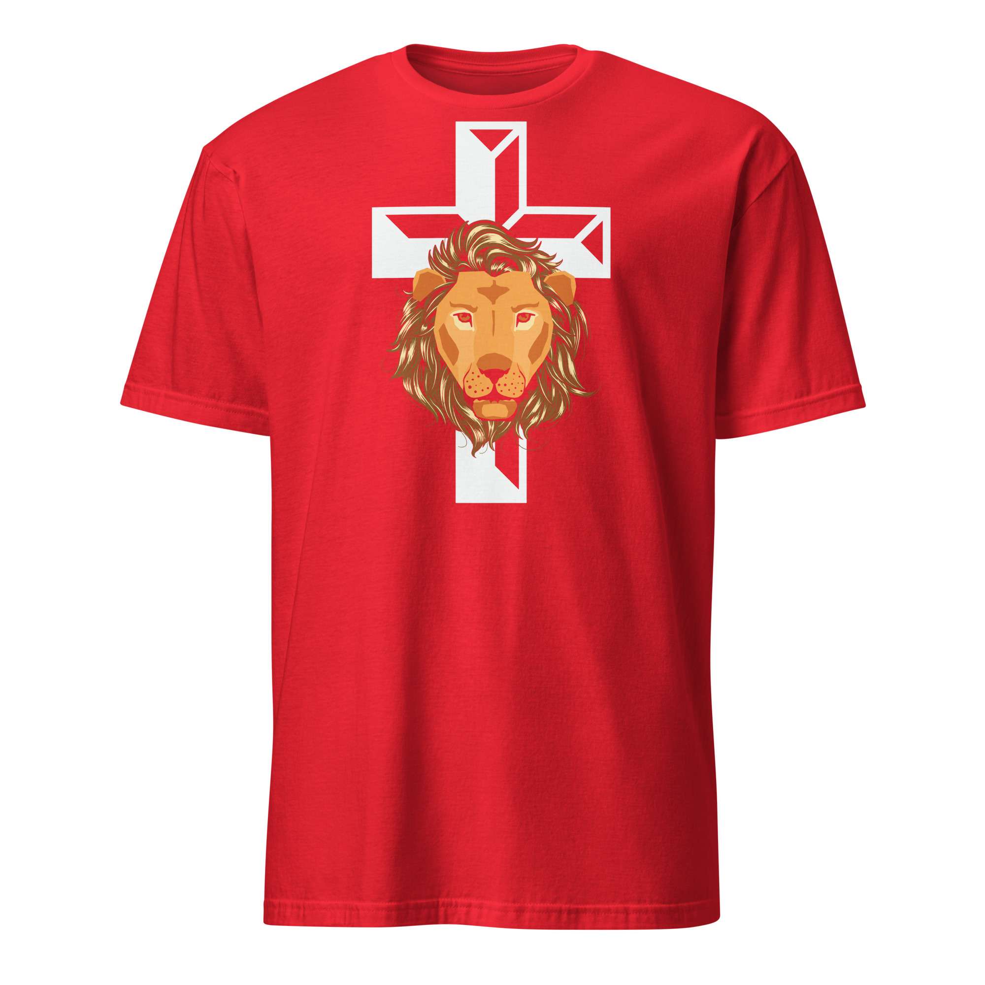 Birthday gift christian shirts for man with cross and lion Short-Sleeve Unisex T-Shirt - Image 6