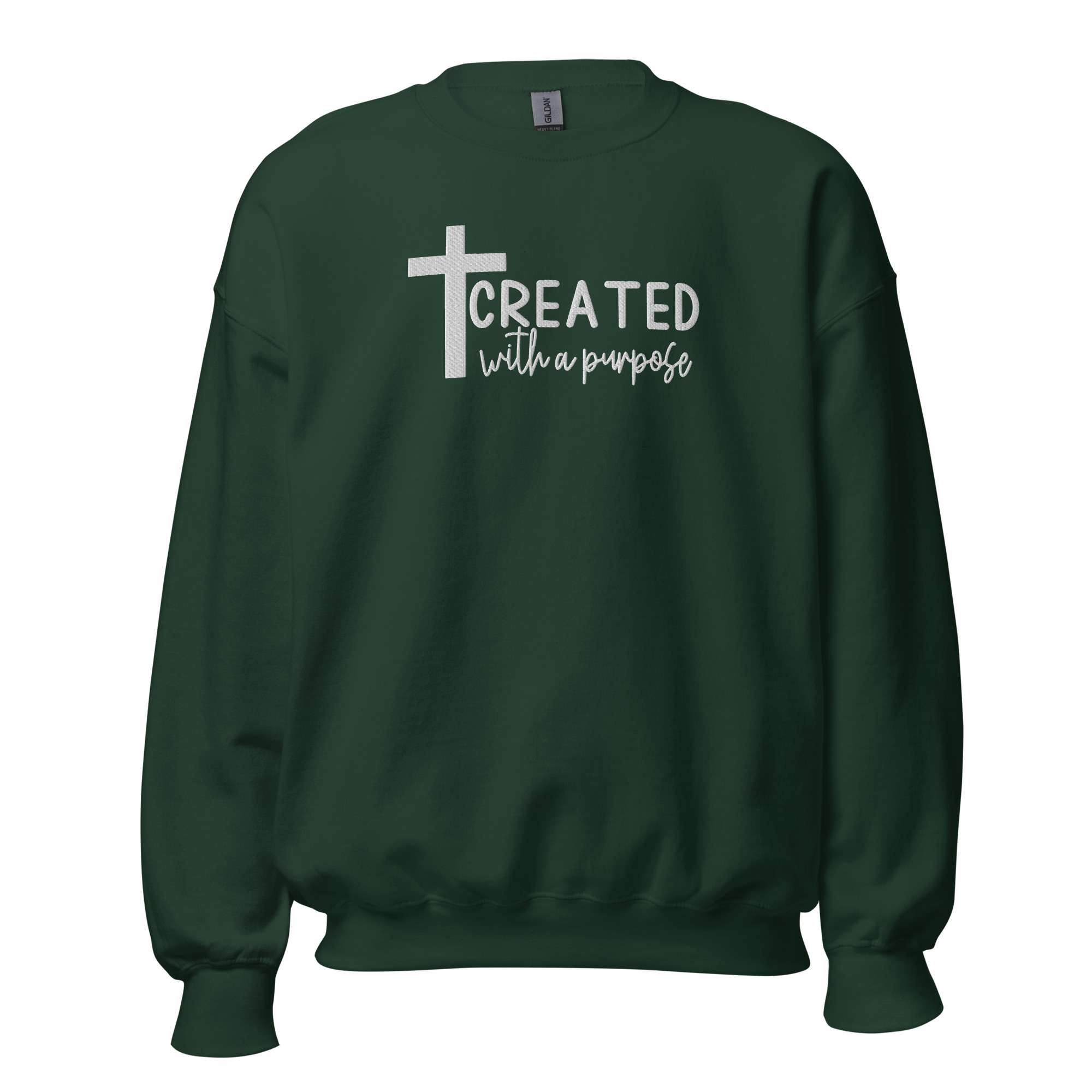 Embroidered christian sweatshirt for man gift wit the text created with a purpose Unisex Sweatshirt - Image 6