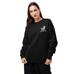 Embroidery sweatshirt for women gift with a white color Lion Unisex relax crew neck sweatshirt